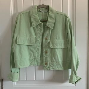 Cropped Zara Denim Jacket in Lime